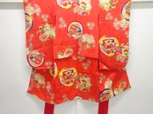 アンティーク　紋錦紗花丸文様着物